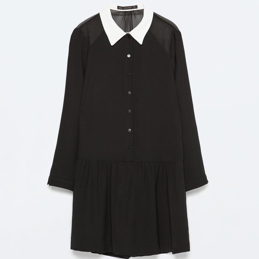 ZARA BLACK JUMPSUIT W PETER PAN COLLAR